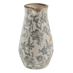 Keramický dekorační džbán se šedými květy Mell French M - 20*14*25 cm