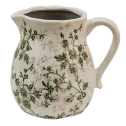 Keramický dekorační džbán se zelenými květy Ganni green M - 16*13*15 cm