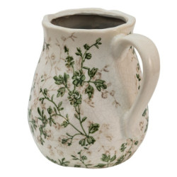 Keramický dekorační džbán se zelenými květy Ganni green M - 16*13*15 cm
