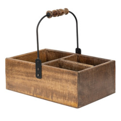 Hnědý dřevěný úložný box s držadlem - 27*17*10 cm