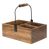 Hnědý dřevěný úložný box s držadlem - 27*17*10 cm