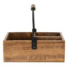 Hnědý dřevěný úložný box s držadlem - 27*17*10 cm