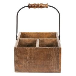 Hnědý dřevěný úložný box s držadlem - 27*17*10 cm