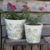 Keramický obal na květináč se zelenými květy Ganni green M - Ø14*13 cm