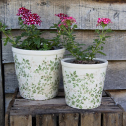 Keramický obal na květináč se zelenými květy Ganni green L - Ø16*16 cm