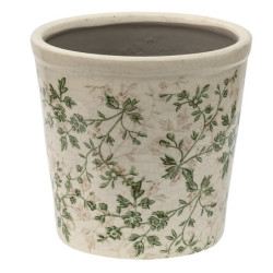 Keramický obal na květináč se zelenými květy Ganni green L - Ø16*16 cm