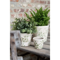 Keramický obal na květináč se zelenými květy Ganni green L - Ø16*16 cm