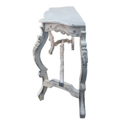 Krémový antik dřevěný konzolový stůl se zdobením Franiné - 170*52*82 cm