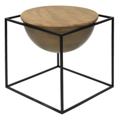 Černý kovový odkládací stolek s úložným prostorem Wordi - 53*53*55 cm
