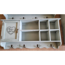Modrá nástěnná skříňka s přihrádkami a dvířky Cuisla de Famille - 80*15*40 cm