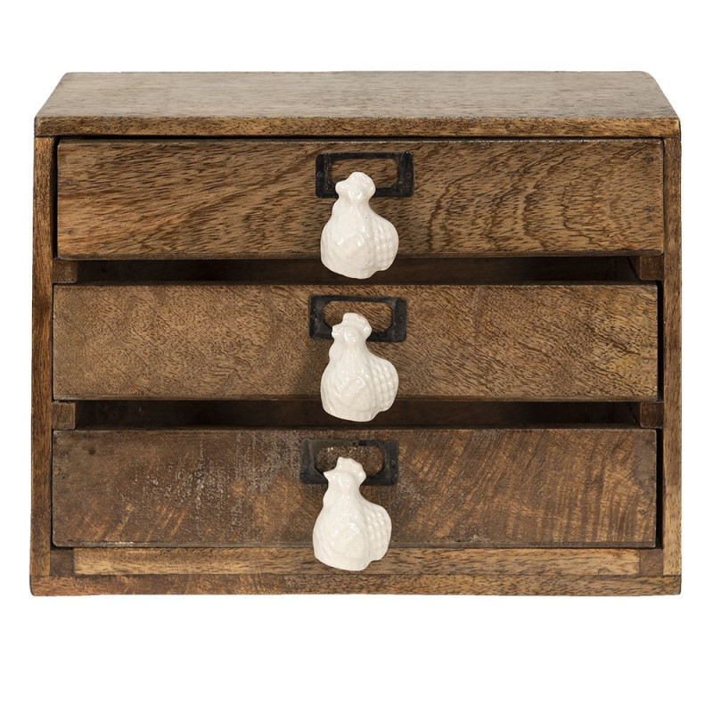 Dřevěná dekorační mini komoda se šuplíčky Chick Bei - 29*14*22 cm