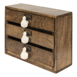 Dřevěná dekorační mini komoda se šuplíčky Chick Bei - 29*14*22 cm