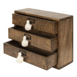 Dřevěná dekorační mini komoda se šuplíčky Chick Bei - 29*14*22 cm