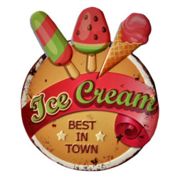 Nástěnná kovová cedule se zmrzlinou Ice Cream - 38*1*45 cm