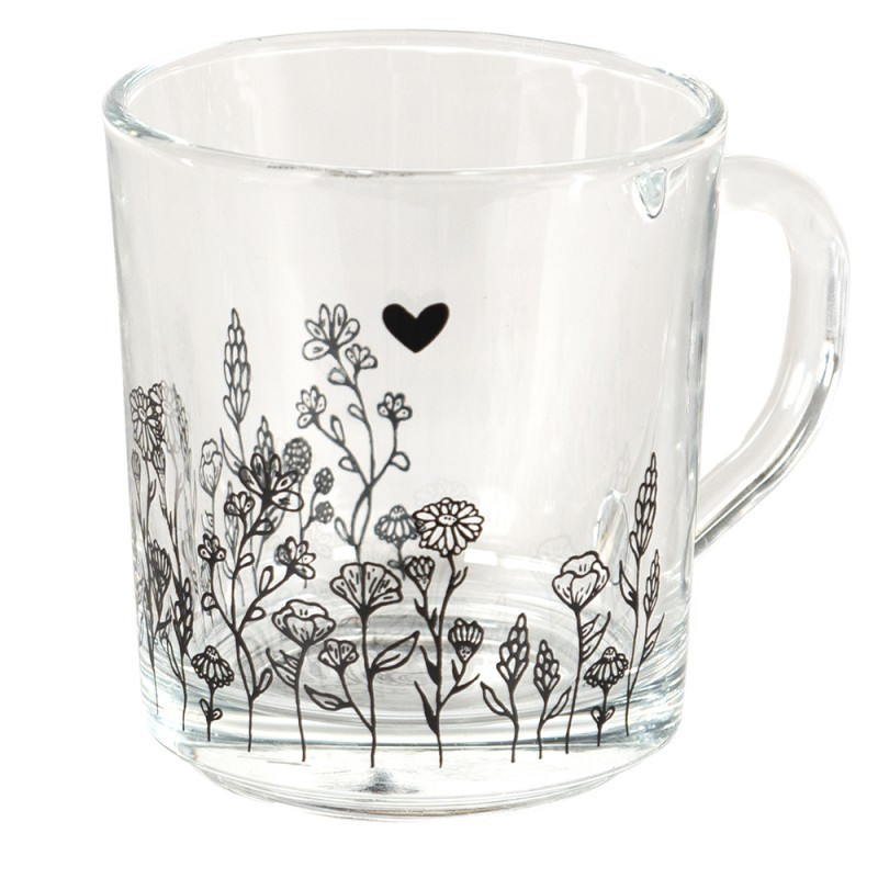 Skleněný hrneček s květinami Flora And Fauna - Ø 8*11*9 cm / 250 ml