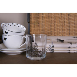 Skleněný hrneček s květinami Flora And Fauna - Ø 8*11*9 cm / 250 ml