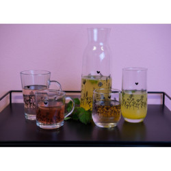 Skleněný hrneček s květinami Flora And Fauna - Ø 8*11*9 cm / 250 ml