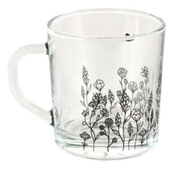 Skleněný hrneček s květinami Flora And Fauna - Ø 8*11*9 cm / 250 ml