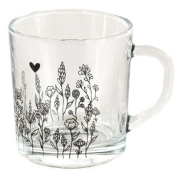 Skleněný hrneček s květinami Flora And Fauna - Ø 8*11*9 cm / 250 ml