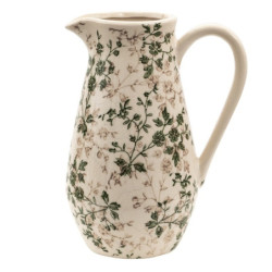 Keramický dekorační džbán se zelenými květy Ganni green M - 20*14*25 cm
