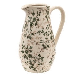 Keramický dekorační džbán se zelenými květy Ganni green M - 20*14*25 cm