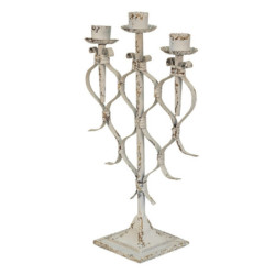 Krémový antik kovový svícen na 3 svíčky Fitia - 28*12*42 cm