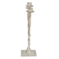 Krémový antik kovový svícen na 3 svíčky Fitia - 28*12*42 cm