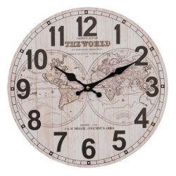 Nástěnné hodiny se zeměkoulemi The World - Ø 34*4 cm / 1*AA