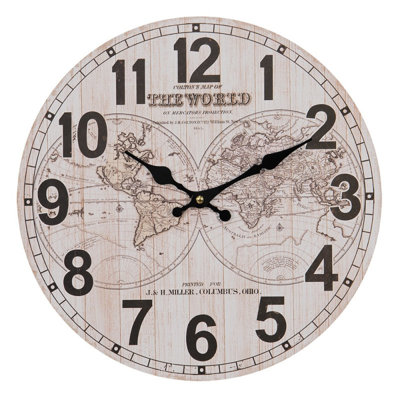 Nástěnné hodiny se zeměkoulemi The World - Ø 34*4 cm / 1*AA