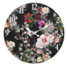 Černé nástěnné vintage hodiny s květy I – Ø 34*4 cm / 1*AA