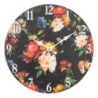 Černé nástěnné vintage hodiny s květy – Ø 34*4 cm / 1*AA