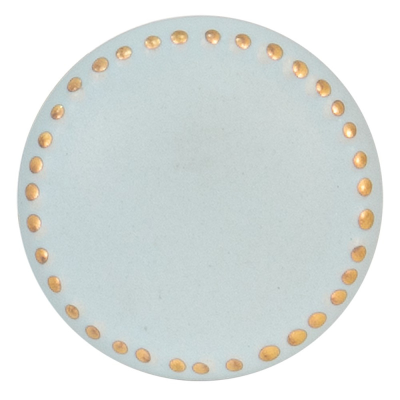 Modrá keramická úchytka ze zlatými puntíky Dria - Ø 4*3 cm