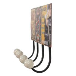 Nástěnný kovový věšák se 4-mi háčky Garage - 40*7*18 cm