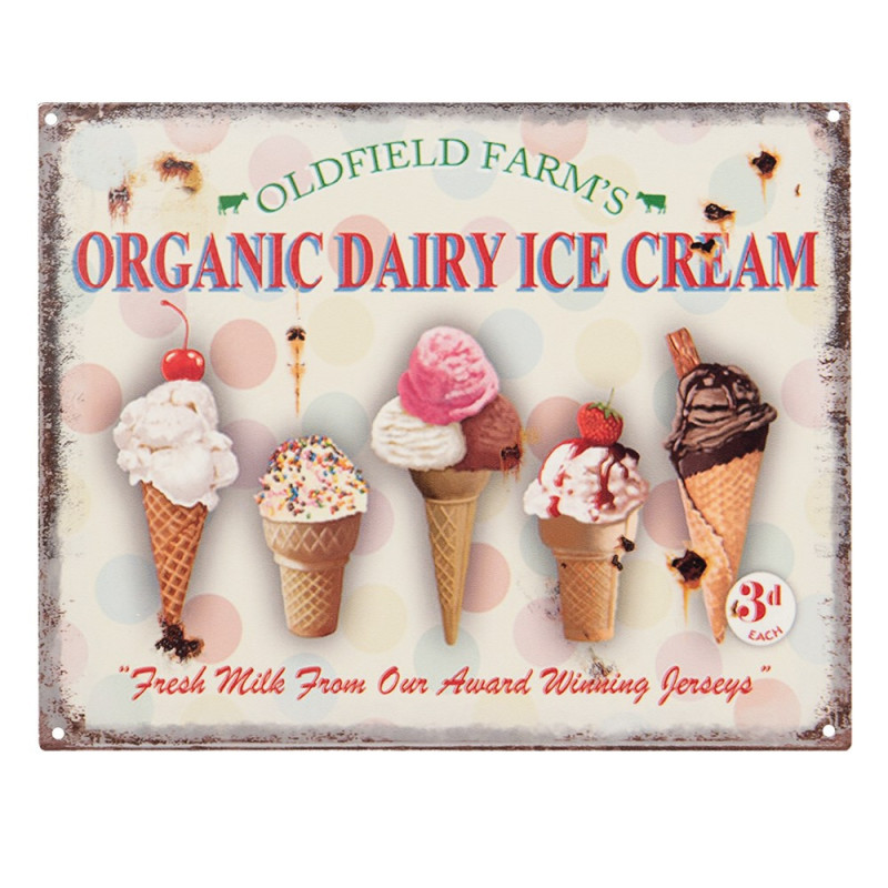 Barevná nástěnná kovová cedule se zmrzlinkami Ice Cream - 25*1*20 cm