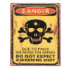 Žlutá kovová nástěnná cedule s lebkou Danger - 20*1*25 cm