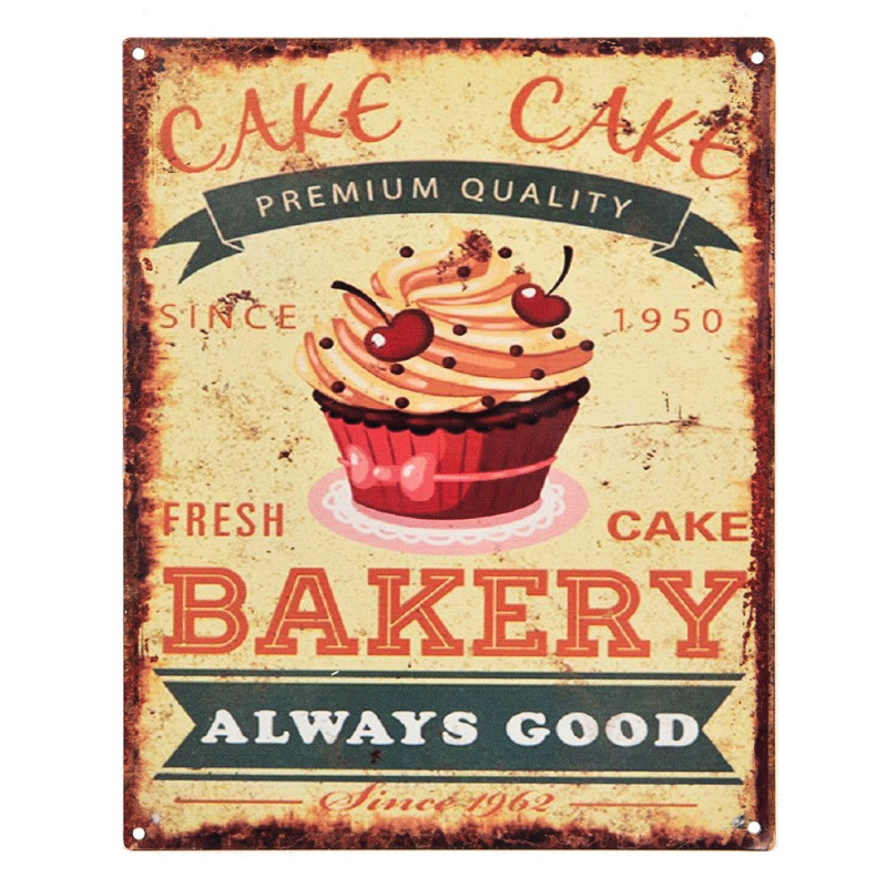Kovová nástěnná cedule  s dortíčkem Cake  - 20*1*25 cm