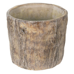 Hnědo - šedý cementový obal na květináč v dekoru kůry stromu Bark L - 29*28*25 cm