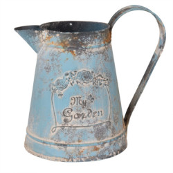 Modrý plechový džbánek Alain s odřením a rezem - 23*15*21 cm / 2L