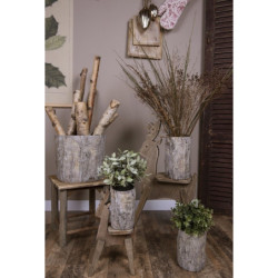 Hnědo - šedý cementový obal na květináč v dekoru kůry stromu Bark L - 29*28*25 cm