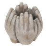 Béžovo-šedý cementový květináč přiložených rukou Hania S - 15*15*17 cm