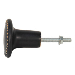 Černá keramická úchytka ze zlatými puntíky Dria - Ø4*3 cm