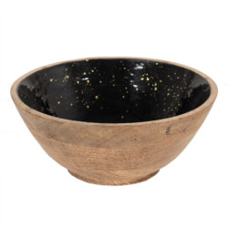 Dřevěná servírovací mísa s černým vnitřkem - Ø 25*10 cm