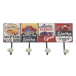 Nástěnný kovový věšák se 4-mi háčky Auto Service - 40*7*18 cm