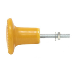 Žlutá keramická úchytka ze zlatými puntíky Dria - Ø  4*3 cm