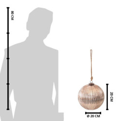 Růžová antik skleněná vánoční ozdoba koule XL - Ø 20*20 cm