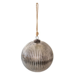 Stříbrno černá vánoční skleněná ozdoba koule XL - Ø 20*20 cm