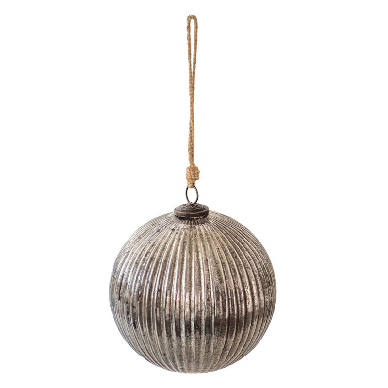 Stříbrno černá vánoční skleněná ozdoba koule XL - Ø 20*20 cm