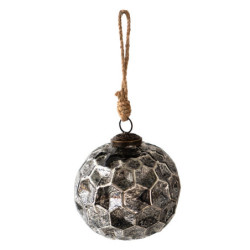 Černá antik skleněná koule Hexagon Black S - Ø 10*10 cm