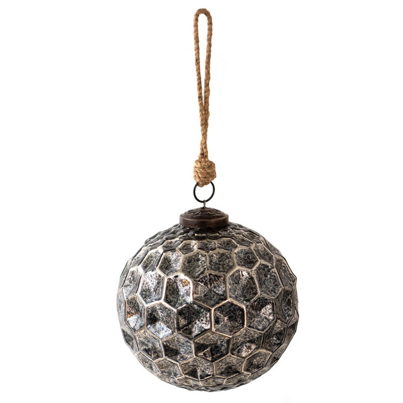 Černá antik skleněná koule Hexagon Black M - Ø12*12 cm