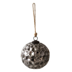 Černá antik skleněná koule Hexagon Black L - Ø 15*15 cm